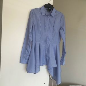 Gracia button down asymmetric peplum hem